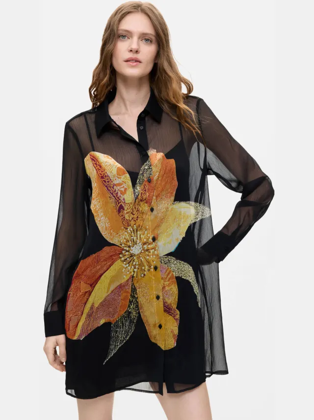 Desigual gebloemde blousejurk - zwart, foto 2