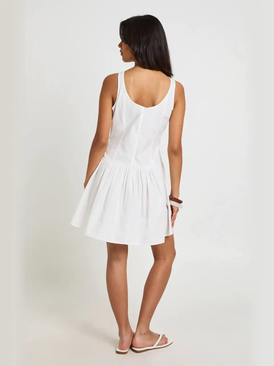 boohoo Dames Katoenen Popeline Mini-jurk Met Knoopsluiting En Boothals wit, foto 2