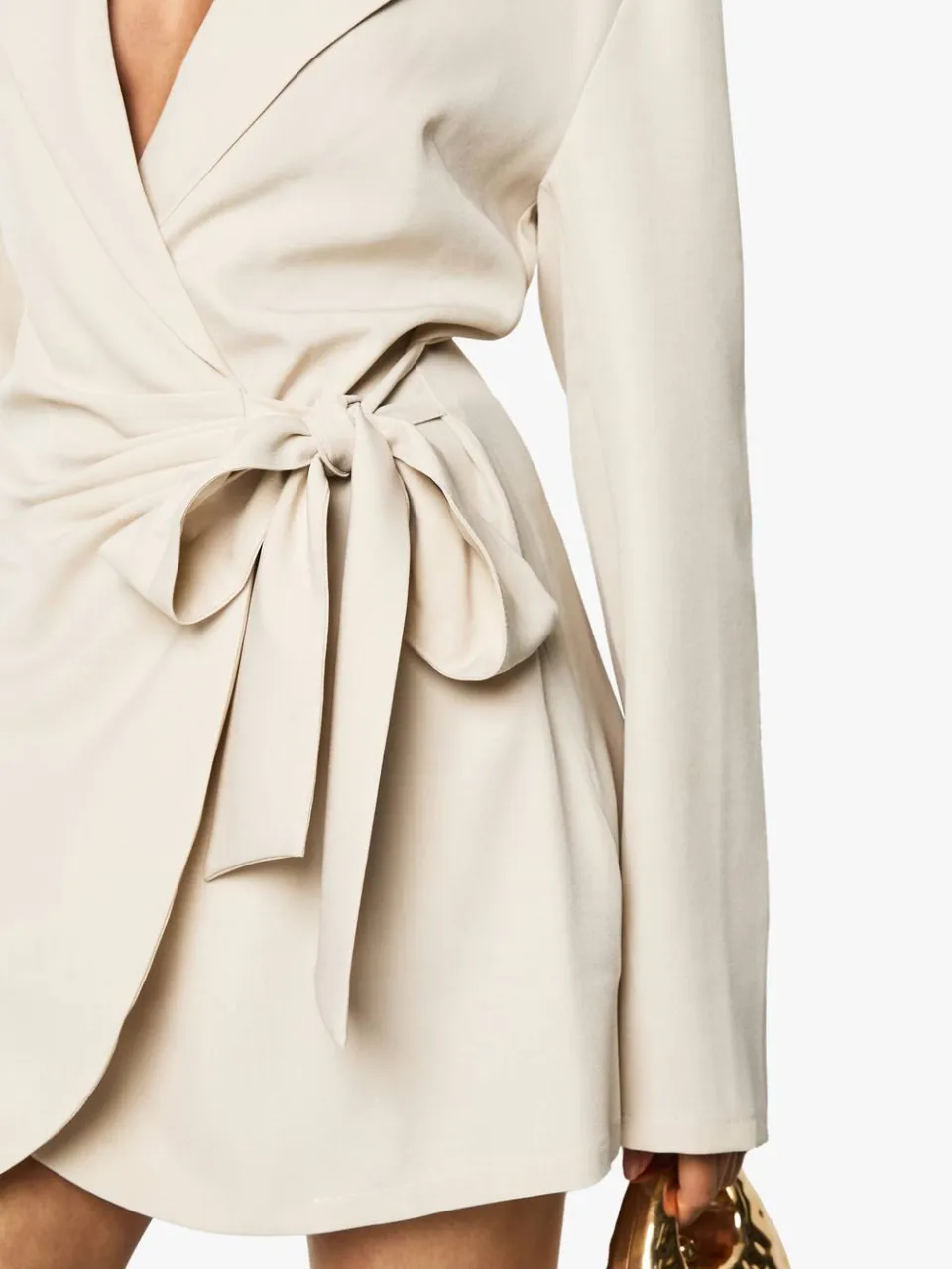 boohoo Dames Linnen Look Wikkel Drapeer Voorzijde Getailleerde Blazerjurk natural, foto 3