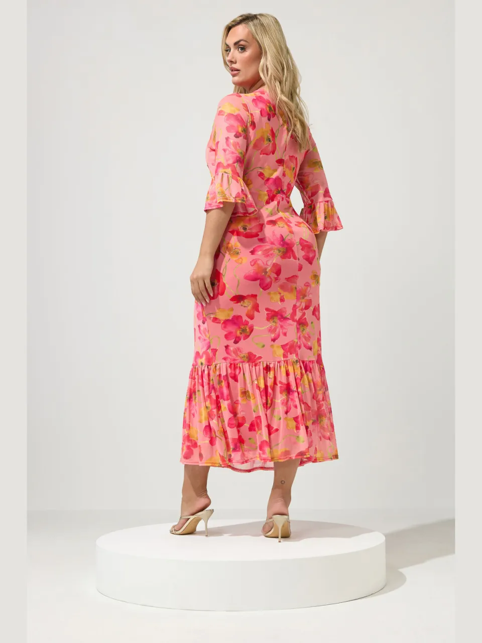 Yours London Roze Bloemen Mesh Gelaagde Jurk, foto 2