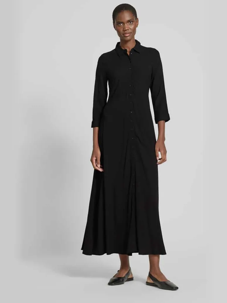 Yas Maxi-jurk van pure viscose model 'Savanna' Zwart