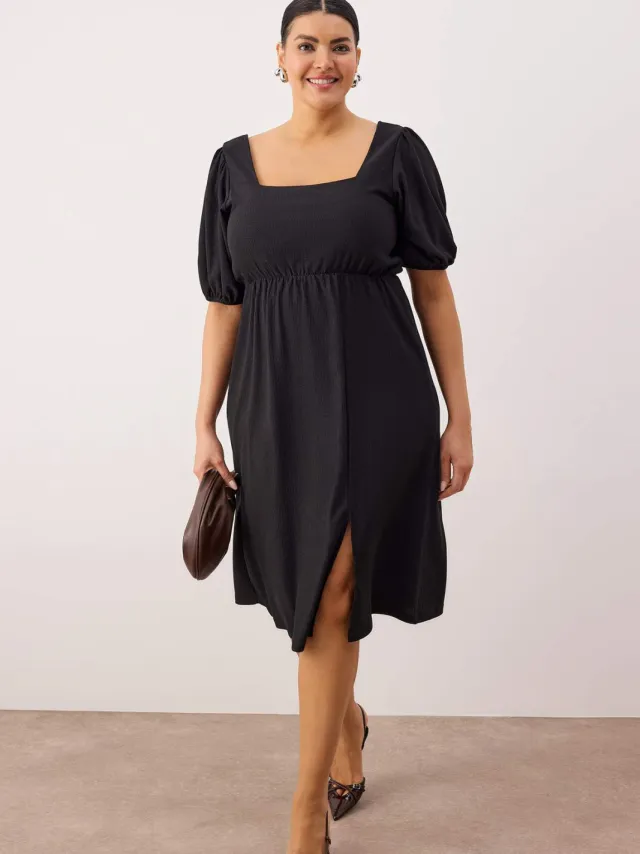 Trendyol Curve Dames Zwart Effen Kort / Mini Kort Casual A-lijn Grote maten Jurk