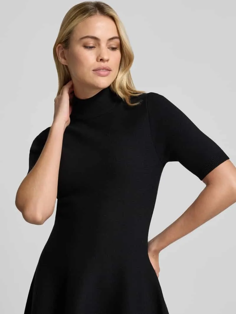 Apricot Mini-jurk van viscosemix met opstaande kraag zwart, foto 5