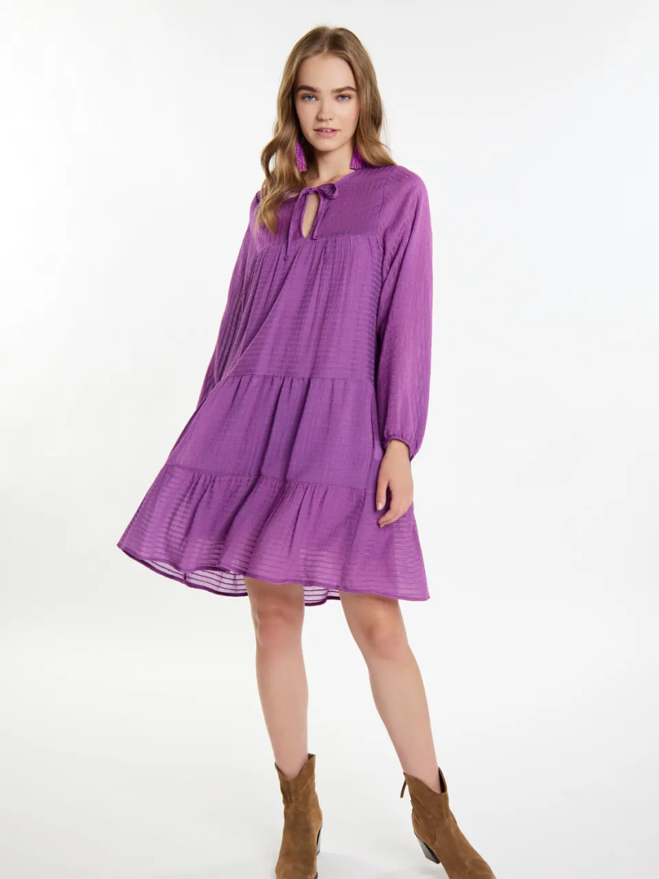 IZIA Midi-jurk met gestreept dessin Dames lila Violet
