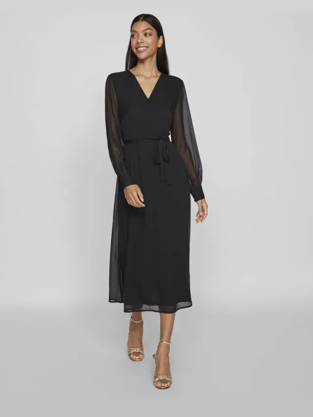 Vila maxi-jurk VIFALIA lane mouwen Black