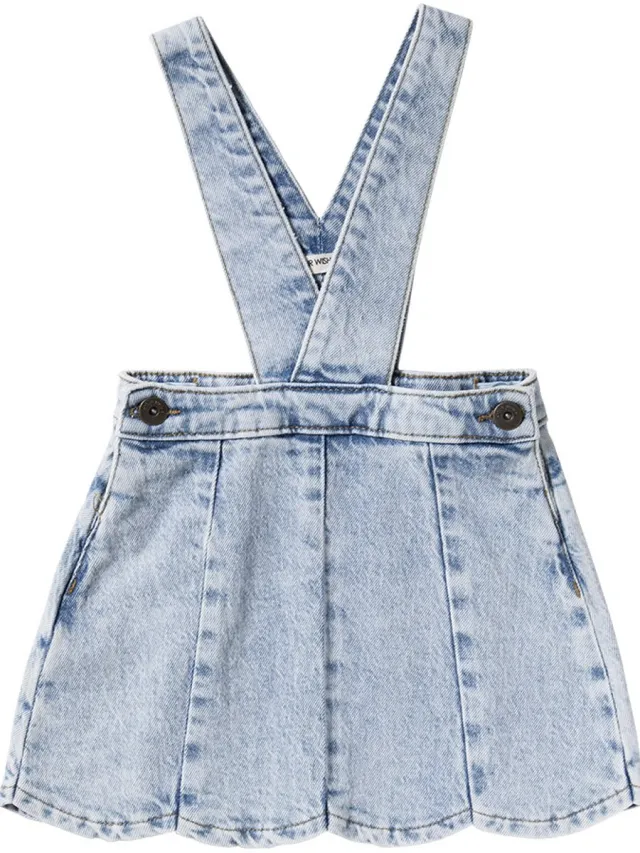 Your Wishes salopettejurk meisjes blauw denim geschulpt 104 Sky Blue