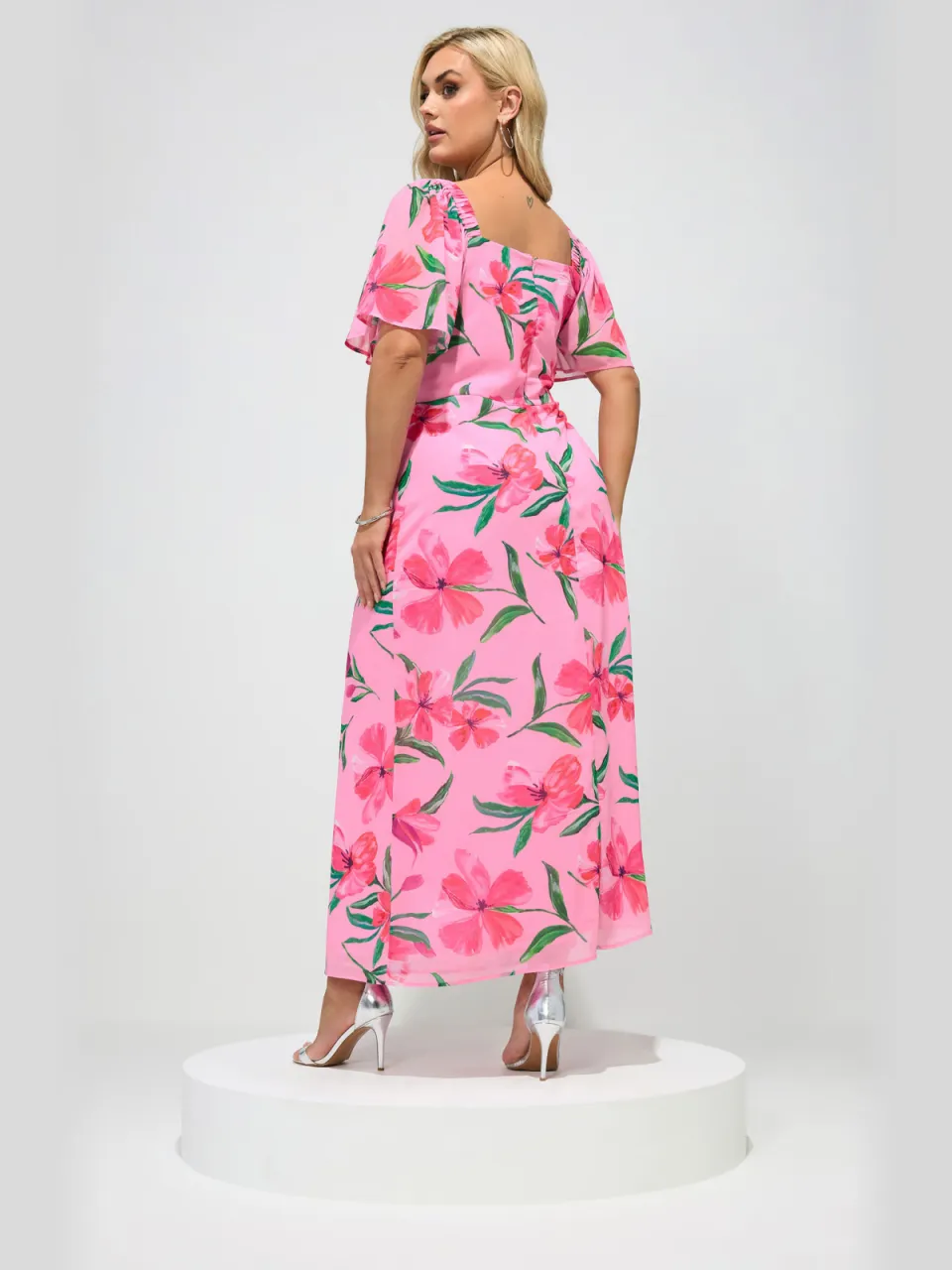 Yours London Roze Geplooide Maxijurk Met Bloemenprint, foto 3