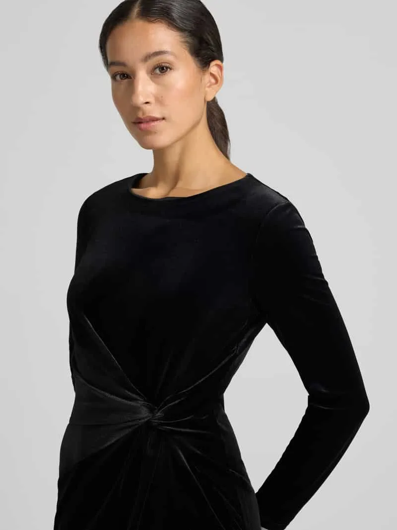 Christian Berg Woman Selection Knie-lange jurk van fluweel met knoopdetail zwart, foto 4