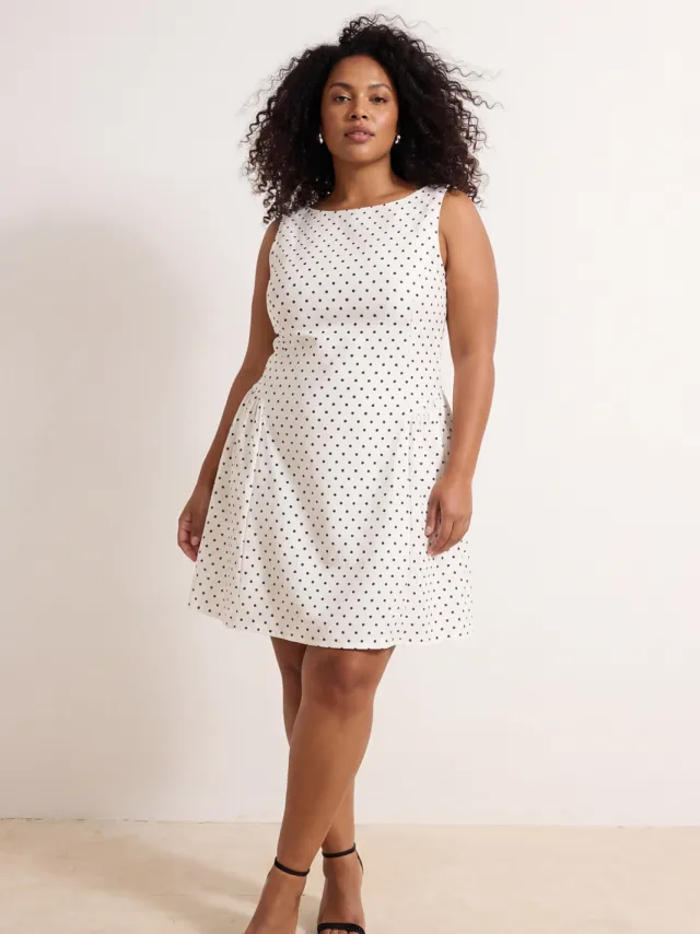 Trendyol Curve Dames Wit Stippen Kort / Mini Mouwloos Casual A-lijn Grote maten Jurk