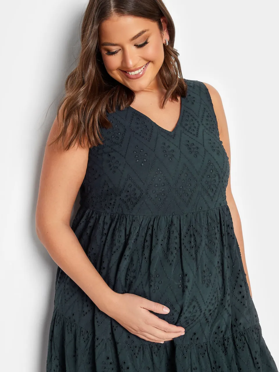 Bump It Up Maternity Gelaagde Midijurk Van Broderie In Donkerblauw blauw, foto 5