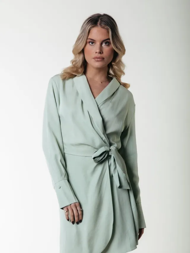 Colourful Rebel Dorin Uni Wrap Dress Soft Green
