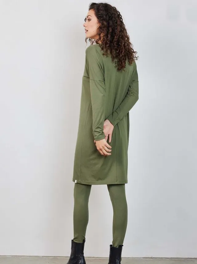 Didi Dames Loose dress Indy Dusty olive Groen
