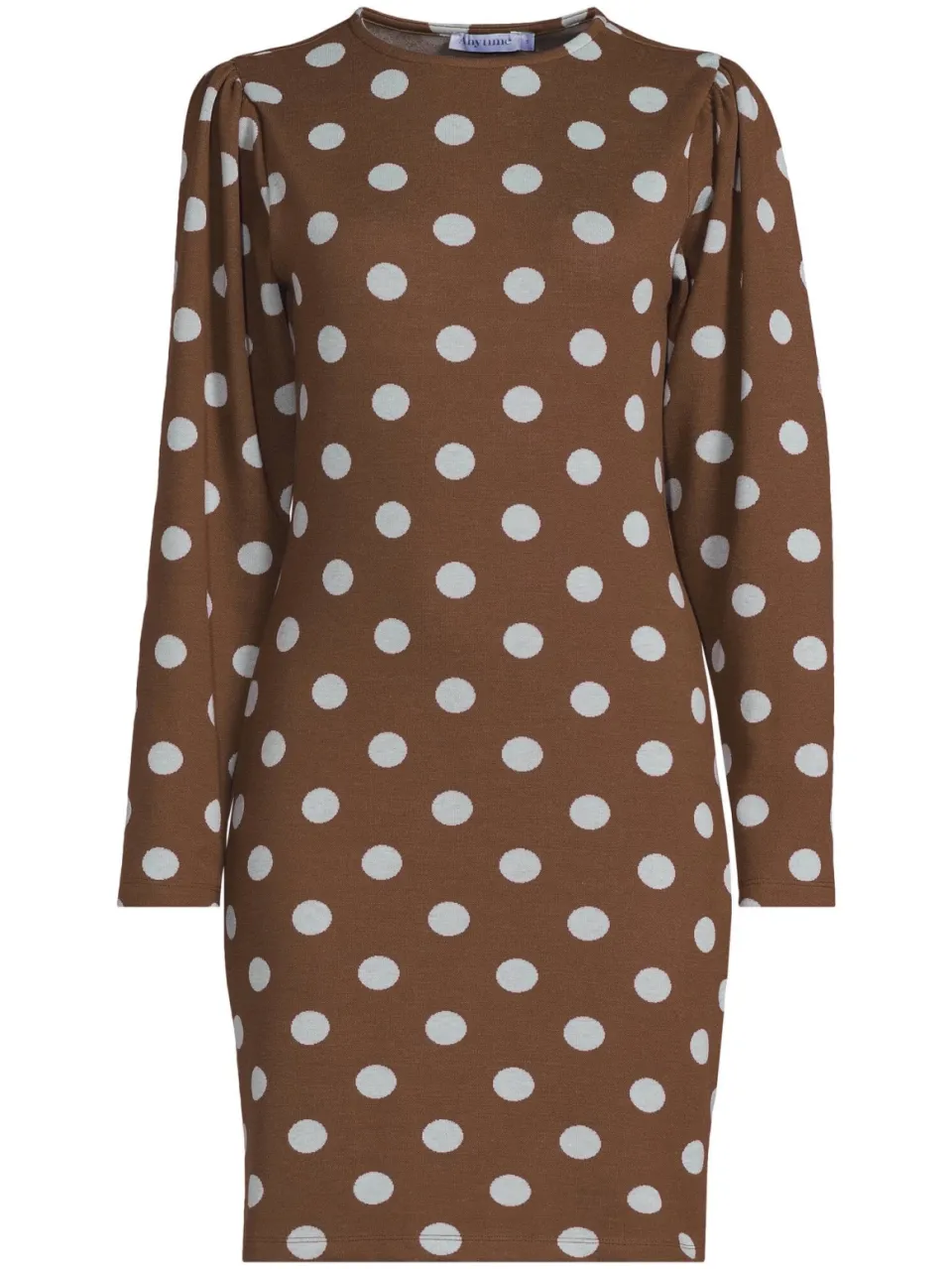 Anytime korte jurk met polkadotprint bruin/blauw, foto 2