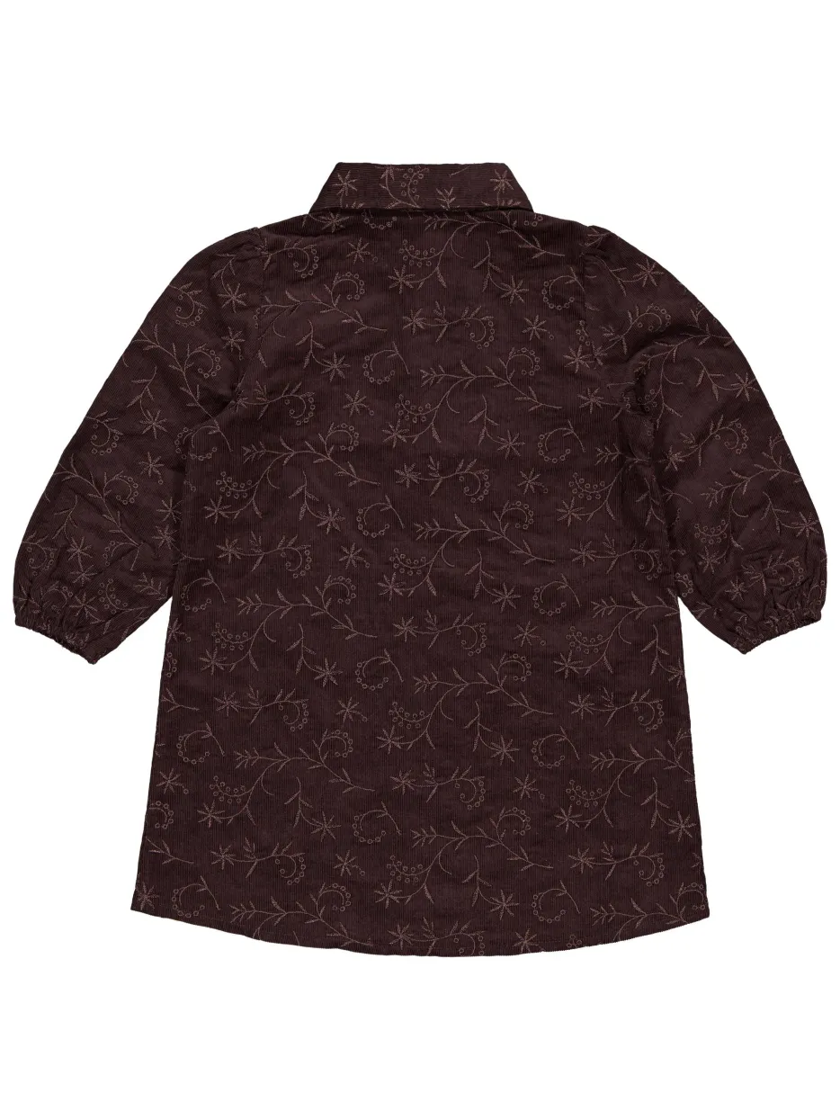LEVV korte blousejurk met borduursels donkerbruin, foto 3
