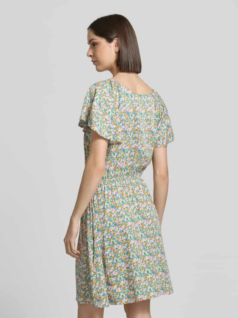 Ichi mini-jurk van viscosemix met florale all-over print model 'Aya' lichtblauw, foto 3