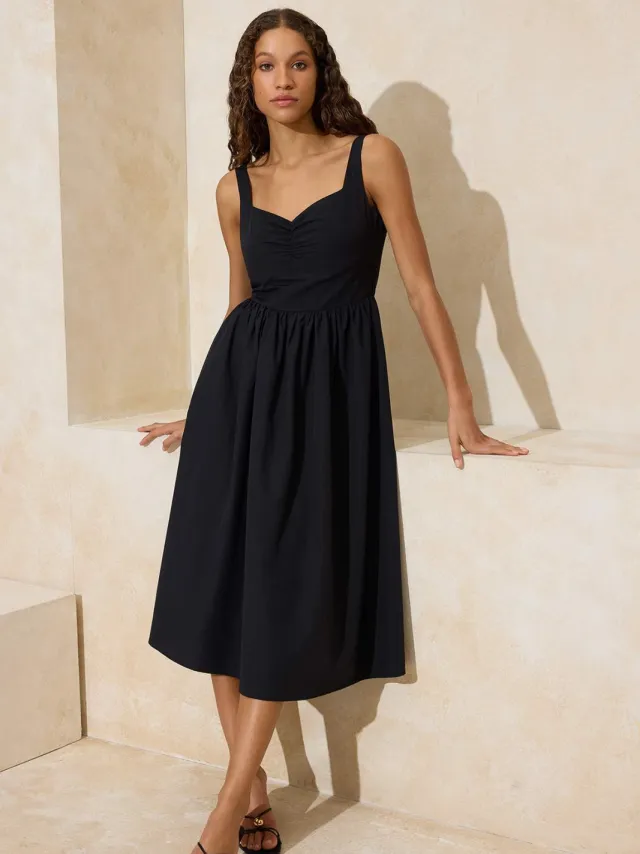 Turkishsouq Platte, mouwloze midi-jurk voor dames, casual/dagelijks model skaterjurk Zwart