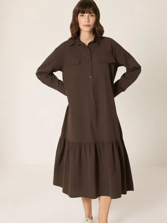 TOUCHÉ PRIVÉ Poplin blousejurk - Bruin - Dames