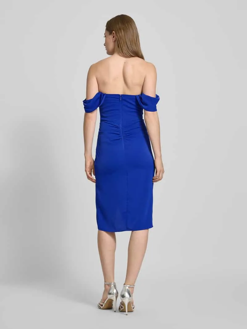 Lipsy Knielange cocktailjurk met plooien opzij blauw, foto 3
