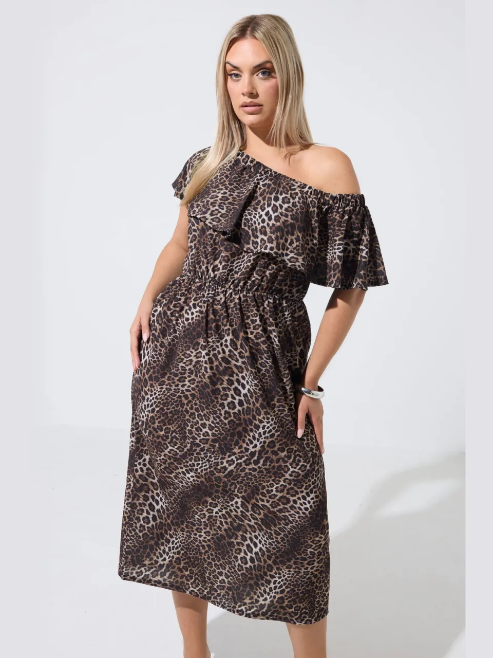Limited Collection Bruine Luipaard Jurk Met Volant, foto 2