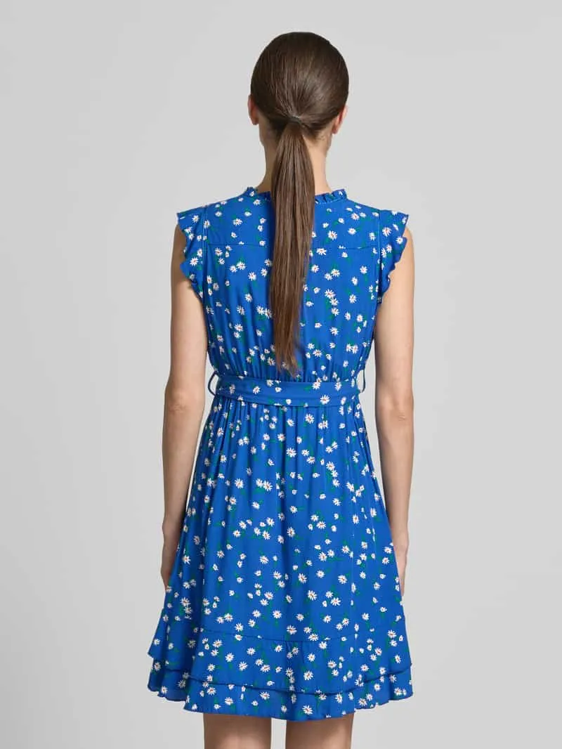 Apricot mini-jurk van viscose met strikceintuur blauw, foto 3