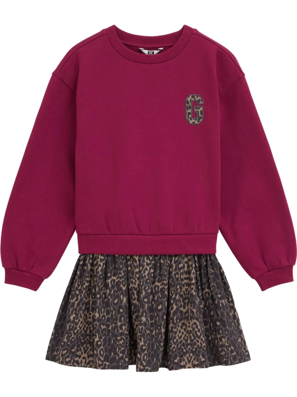 WE Fashion midi sweatjurk met panterprint roze, foto 3