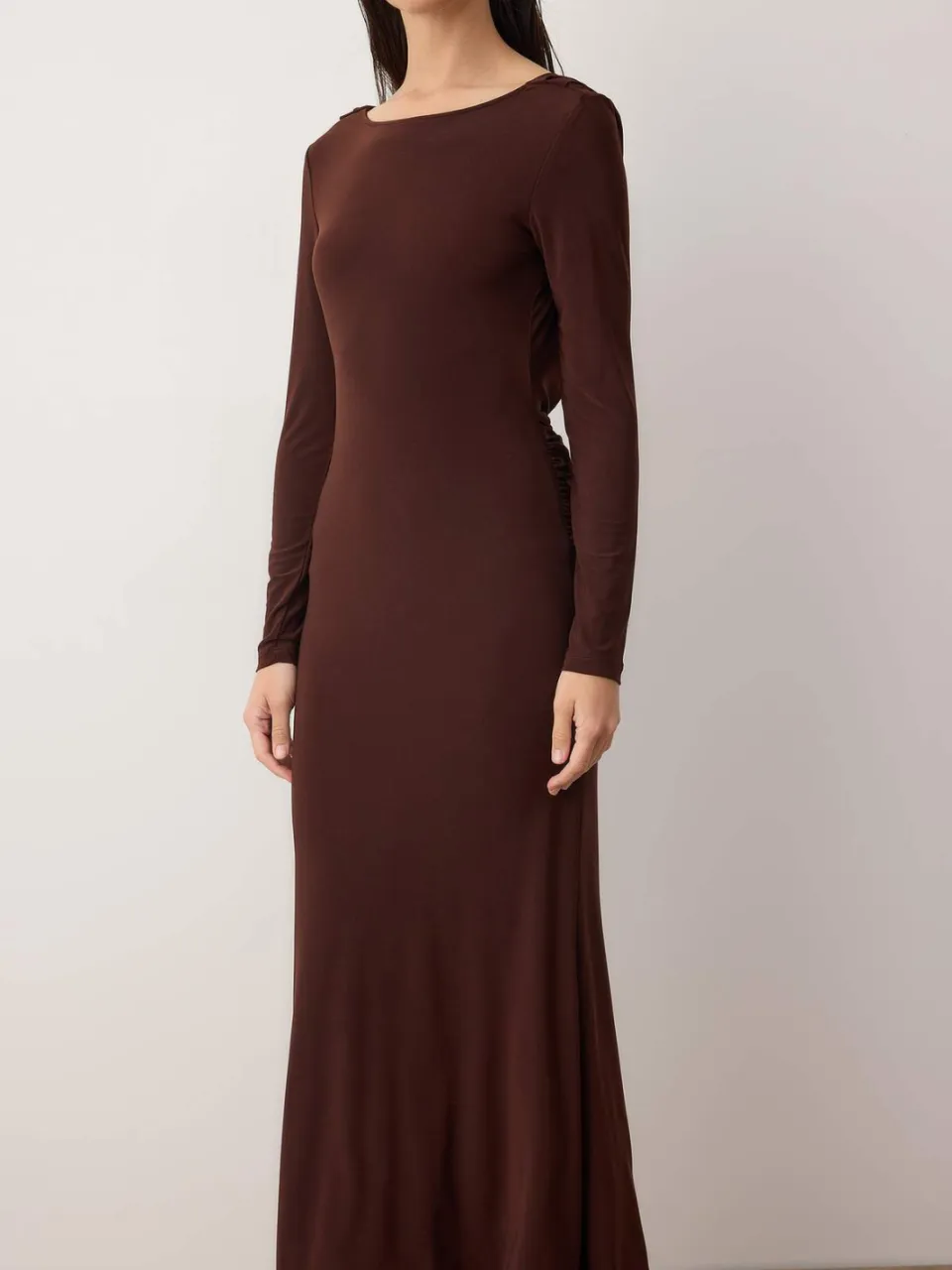 Trendyol TRENDYOLMİLLA Dames Bruin Effen Maxi Lang Stijlvol/Avond Zeemeermin Jurken, foto 2