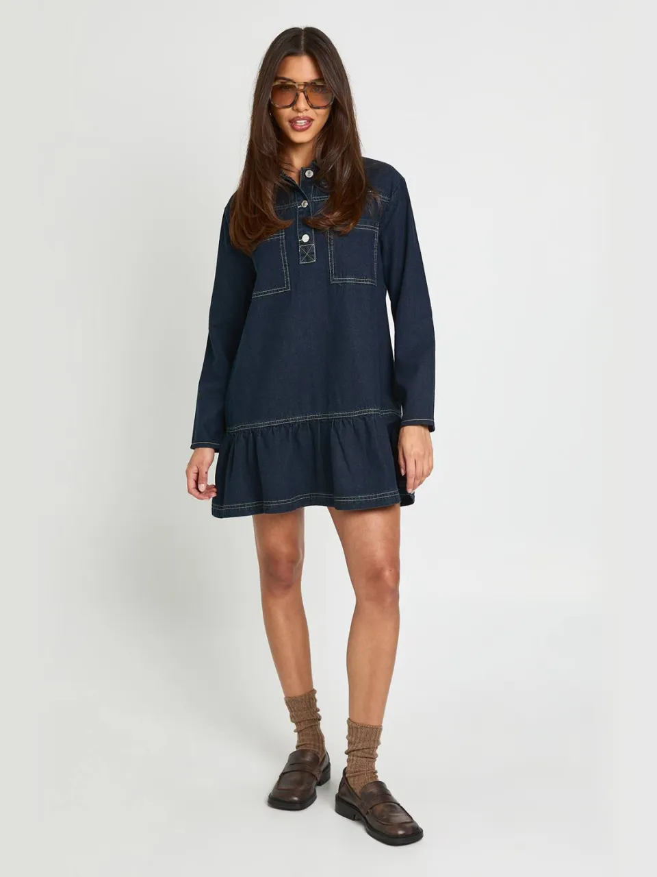 boohoo Dames Denim Jurk Met Verlaagde Zoom, foto 4