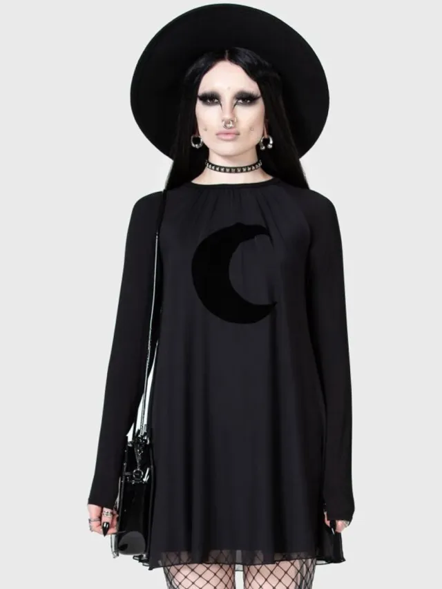 Killstar Lunar Apex Raglan Dames Mini-jurk - zwart