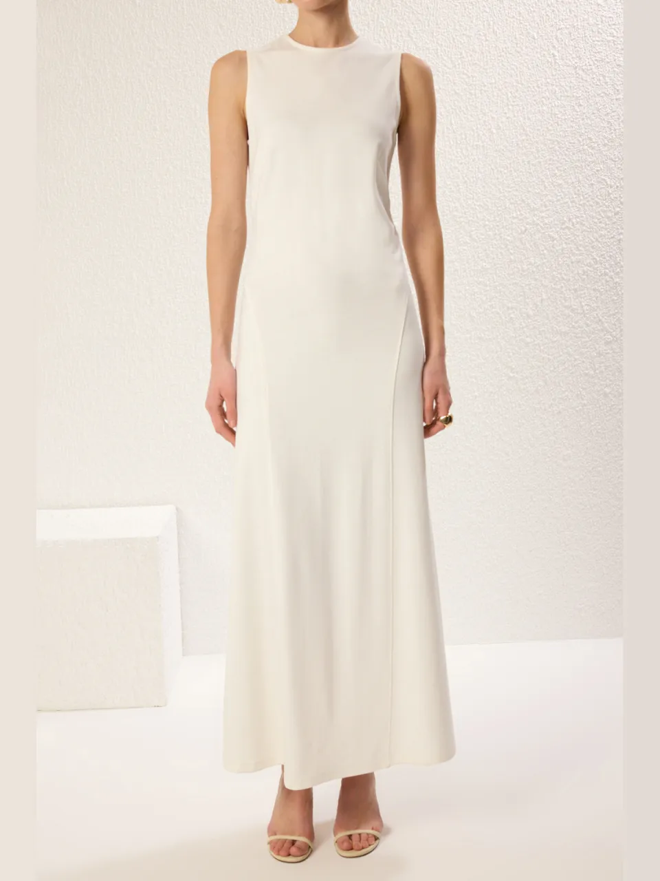 Trendyol Modest Dames Ecru Effen Maxi Lang Casual A-lijn Modest Jurken, foto 2