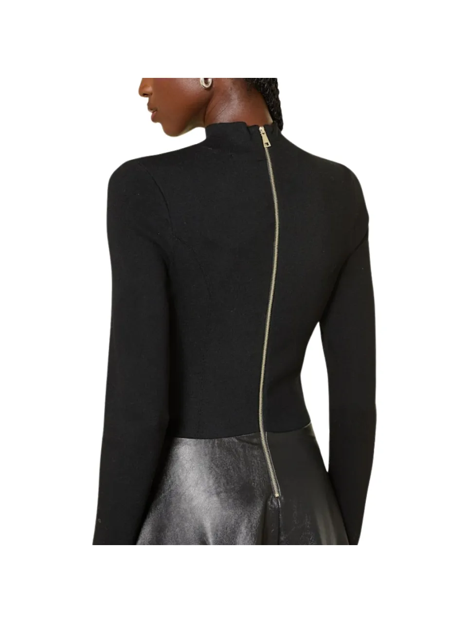 Ted Baker Midi-jurk Met Rok Van Imitatieleer Zwart