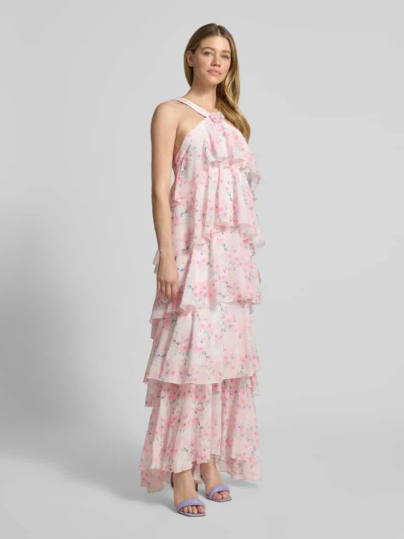 Vero Moda Volant avondjurk met V-hals model 'FELICIA' lichtroze, foto 3