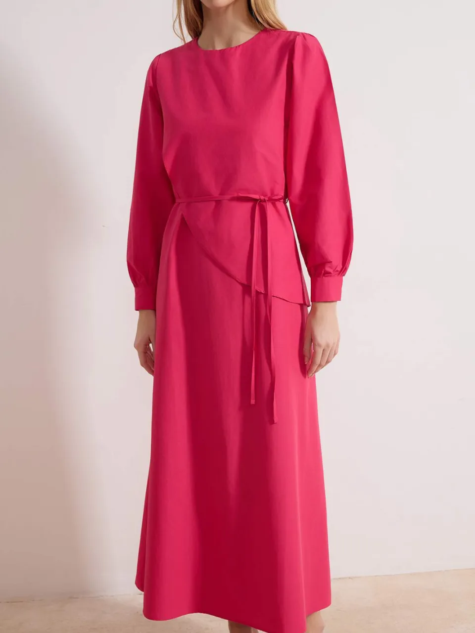 Trendyol Modest Dames Roze Effen Maxi Lang Casual A-lijn Modest Jurken, foto 2