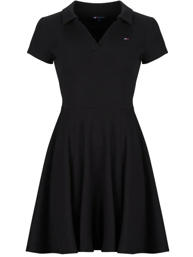Tommy Jeans Korte Jurk Tommy Jeans TJW RIB F F POLO MINI DRESS EXT Zwart