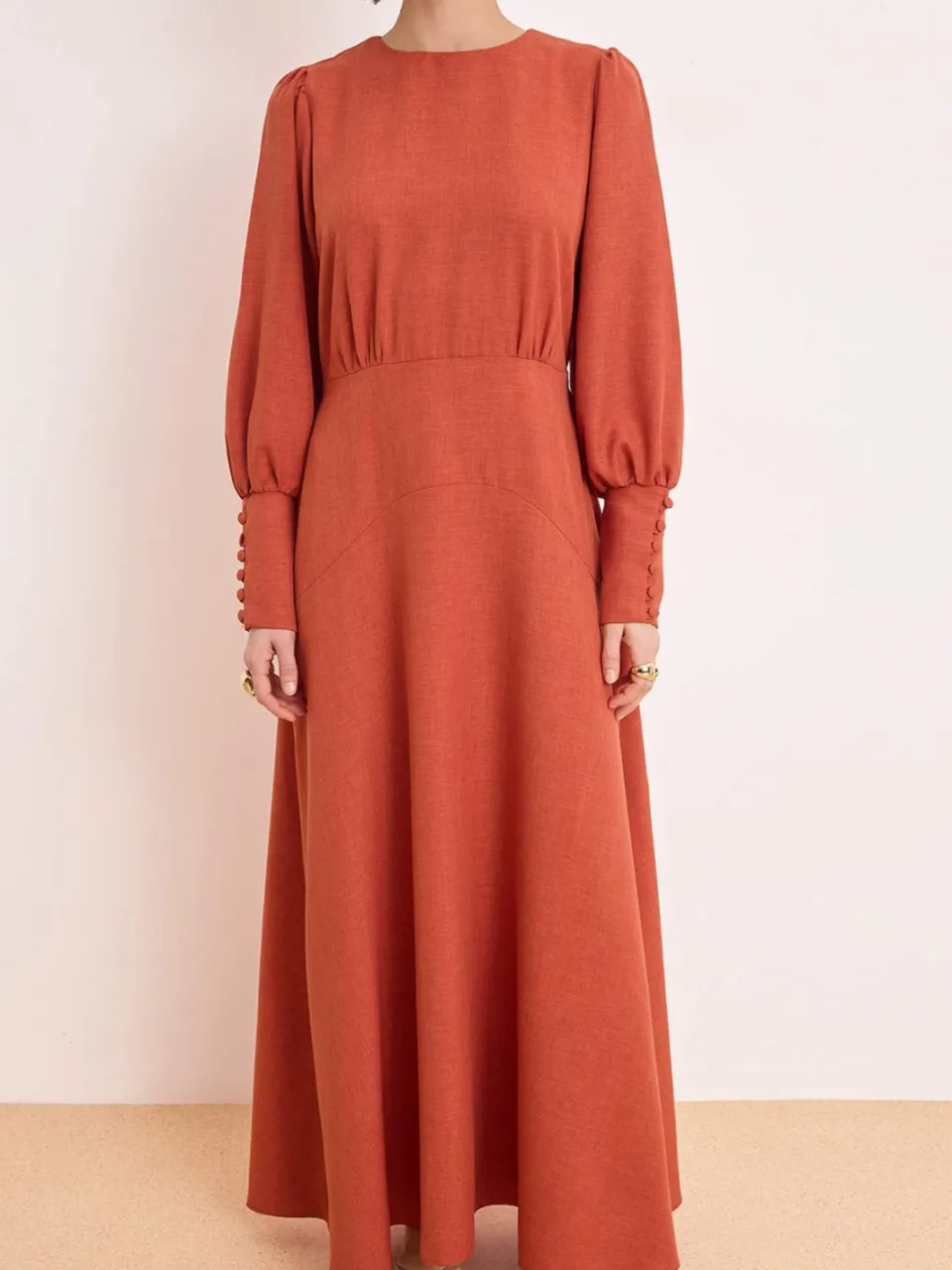 Trendyol Modest Dames Bruin Effen Maxi Lang Casual Skater Modest Jurken, foto 2