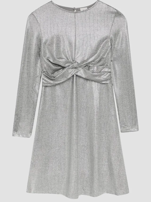 S.Oliver female - Jurk met wikkeldetail en metallic look zilver