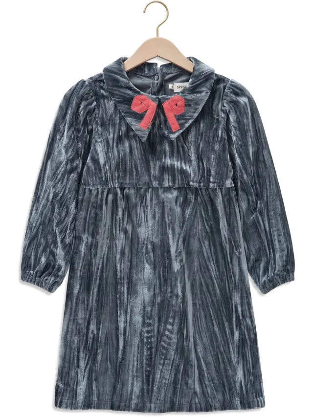 SPROET & SPROUT Meisjes Jurken Velvet Dress Bow - Petrol