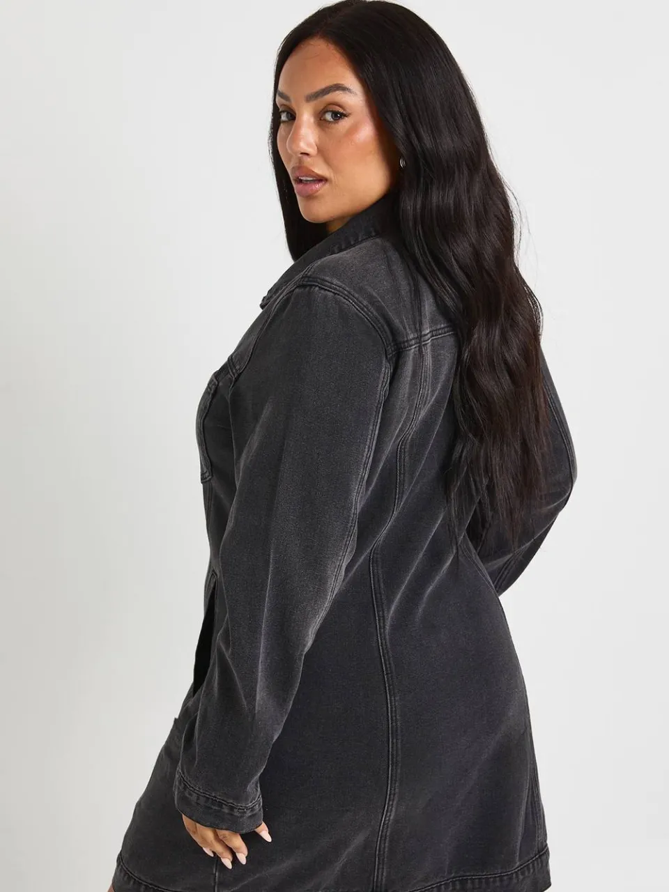 boohoo Dames Plus Western Denim Mini Jurk, foto 2
