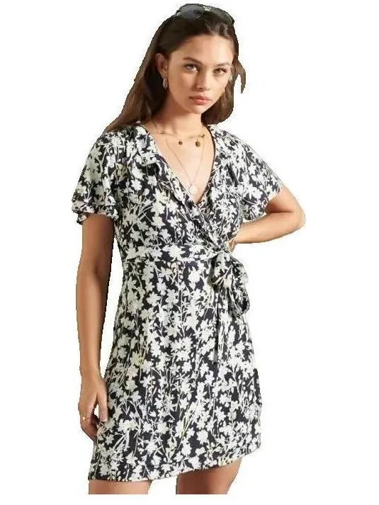 Korte Jurk Superdry Robe portefeuille été blauw