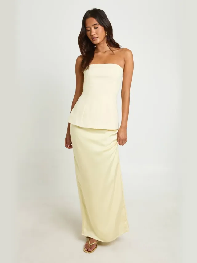 boohoo Dames Bandeau 2-in-1 Maxi Jurk Citroen