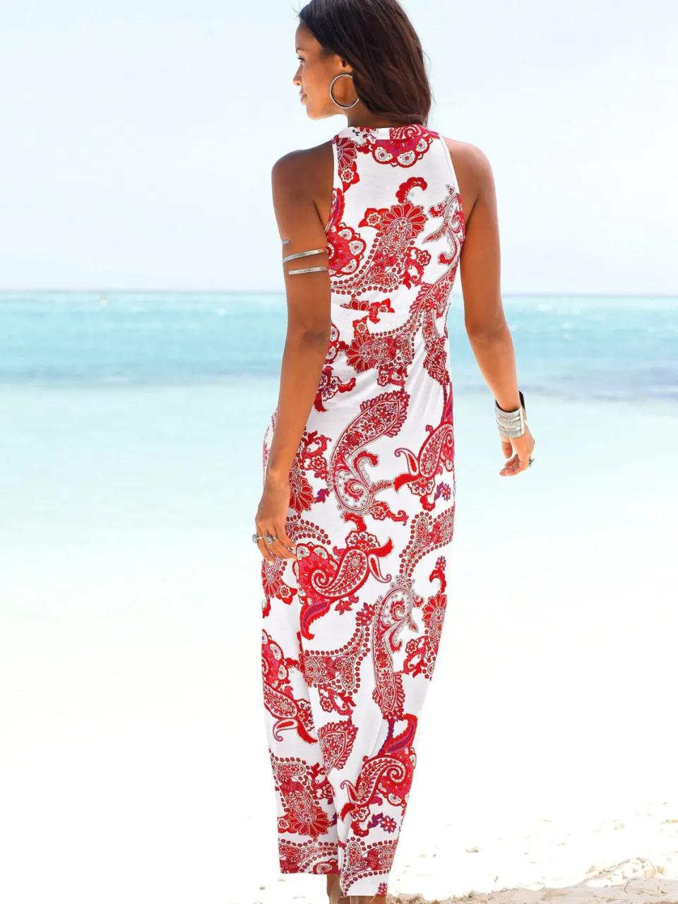 Maxi-jurk rood/wit geprint