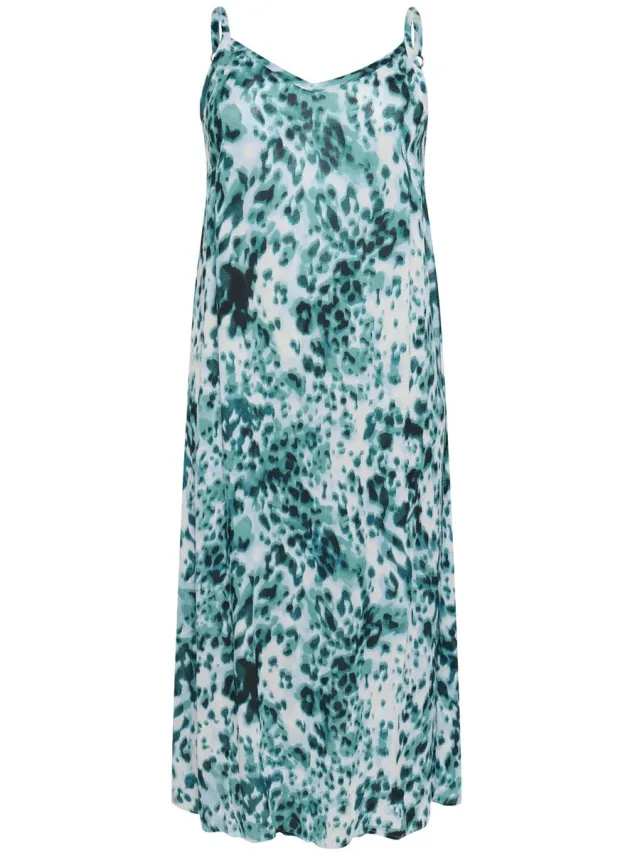 Damesjurk KAFFE Curve Julia teal leopard print