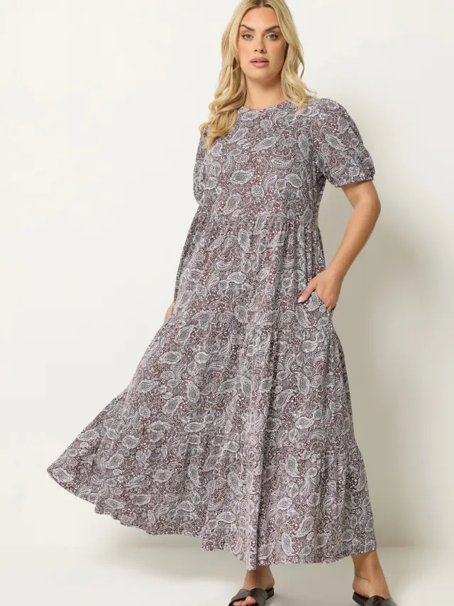 Yours Bruine Gelaagde Maxijurk Met Paisleyprint-56 Brown