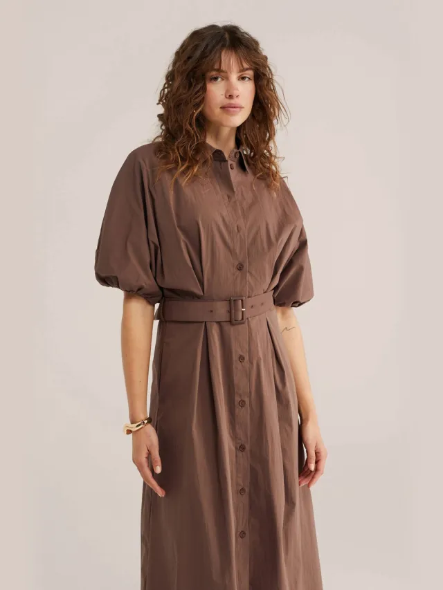 WE Fashion blousejurk met ceintuur - bruin