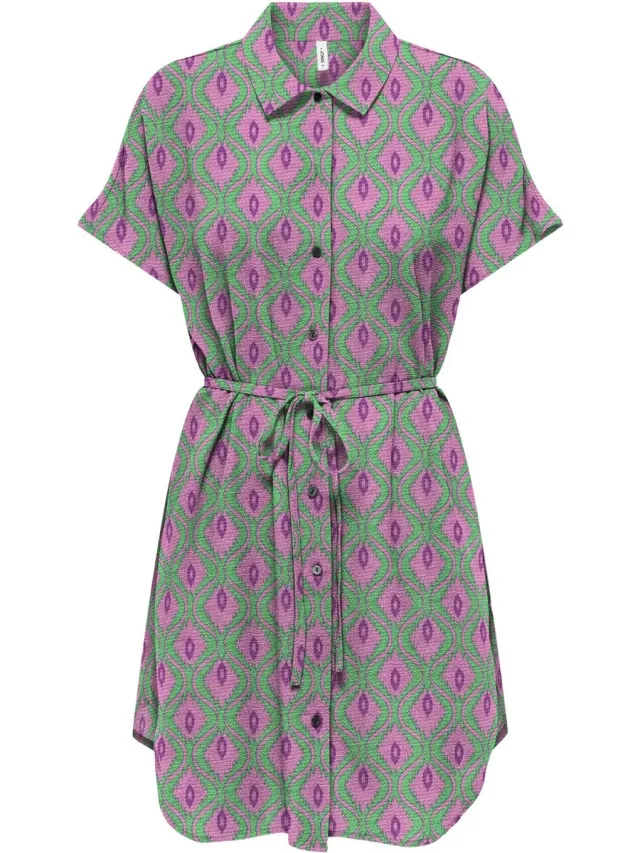 Only ONLNOVA LIFE VIS AYLA SHIRT DRESS AOP Dames Jurk Deep Mint
