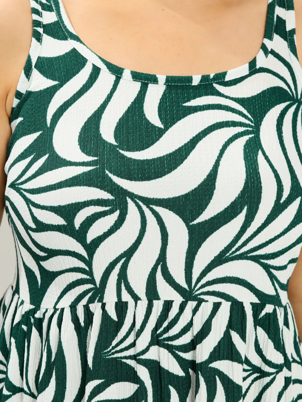 Yours Groene Abstracte Smockjurk Met Bladeren-60, foto 3
