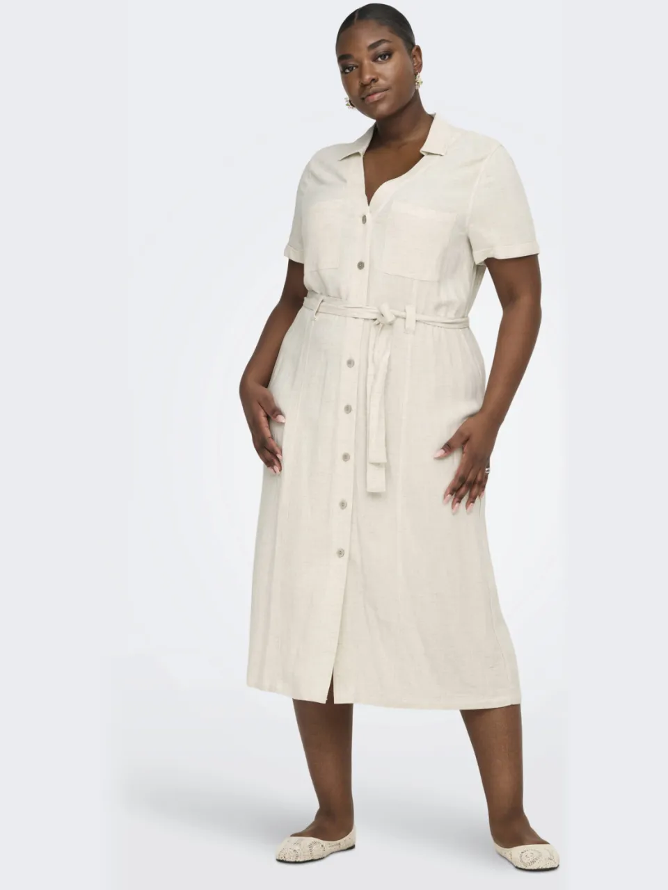 Only Carmakoma blousejurk beige