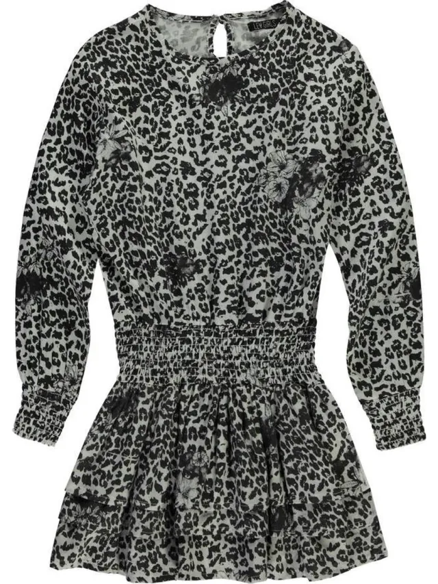 Levv jurk Darleen black leopard wit