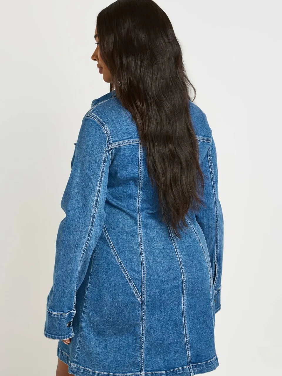 boohoo Dames Plus Denim Zip Up Shiftjurk, foto 2