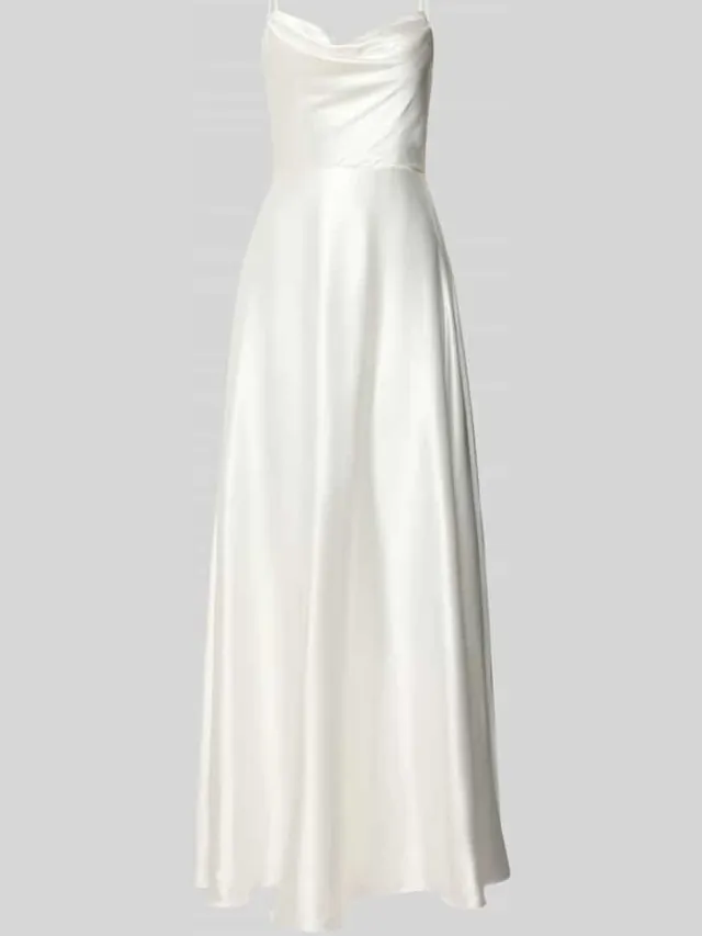 LUXUAR FASHION Avondjurk van satijn met watervalhalslijn offwhite, foto 2