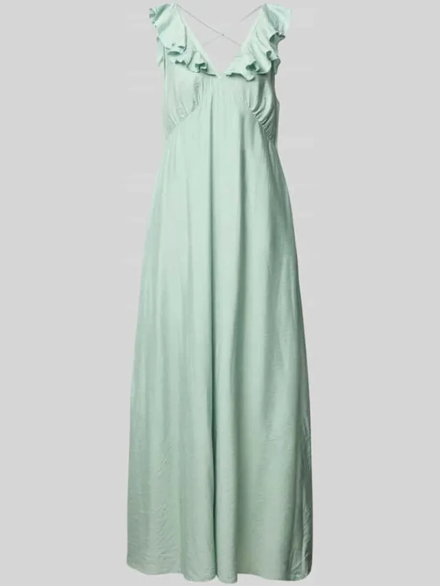 Moves Maxi-jurk met volants, model 'Leanna' rietgroen, foto 2